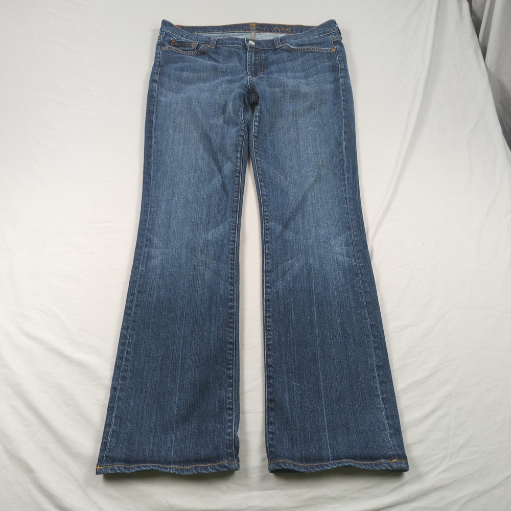 7 for all Mankind Jeans Womens 32 Blue Boot Cut Stretch Dark Western Cowgirl